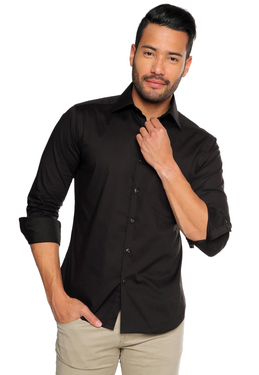 Camisas Manga Larga Negra Para Hombre CAMISA MANGA LARGA ALGODÓN