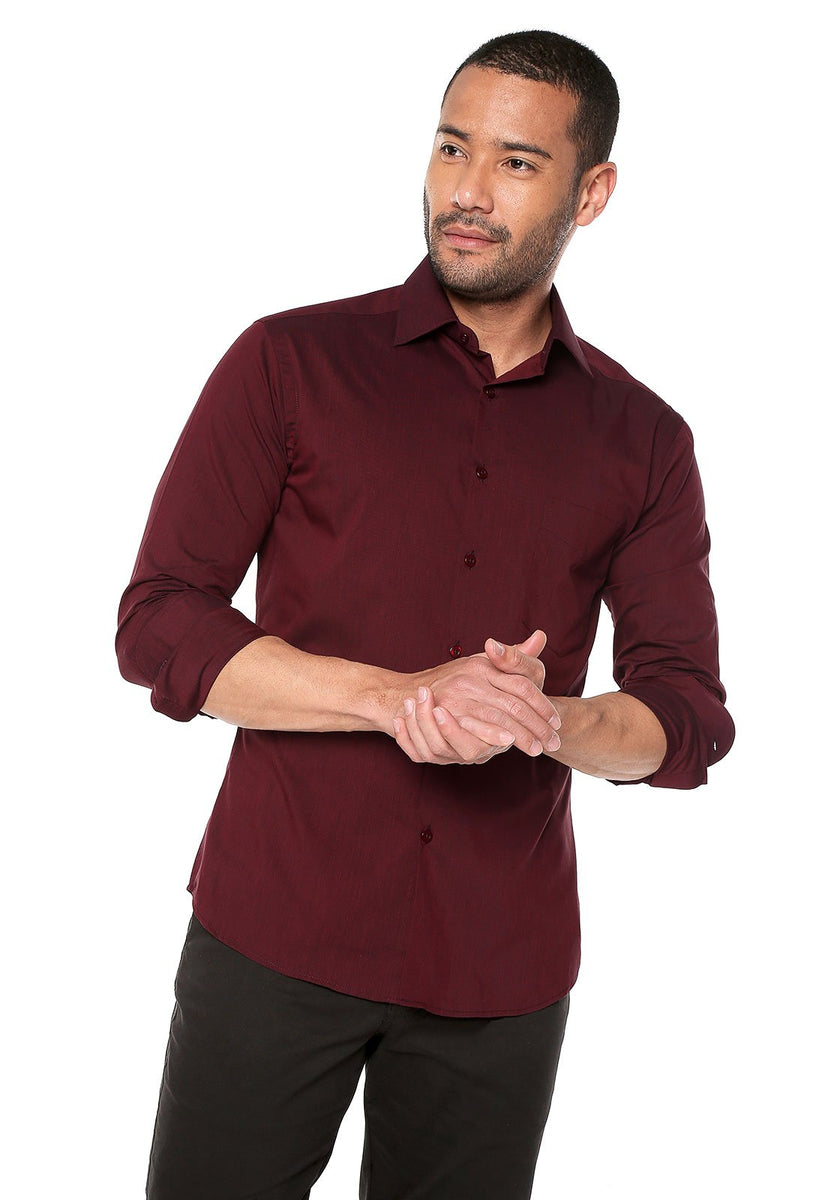 Camisas Formales Camisa De Vestir Color Vino Para Hombre Camisa
