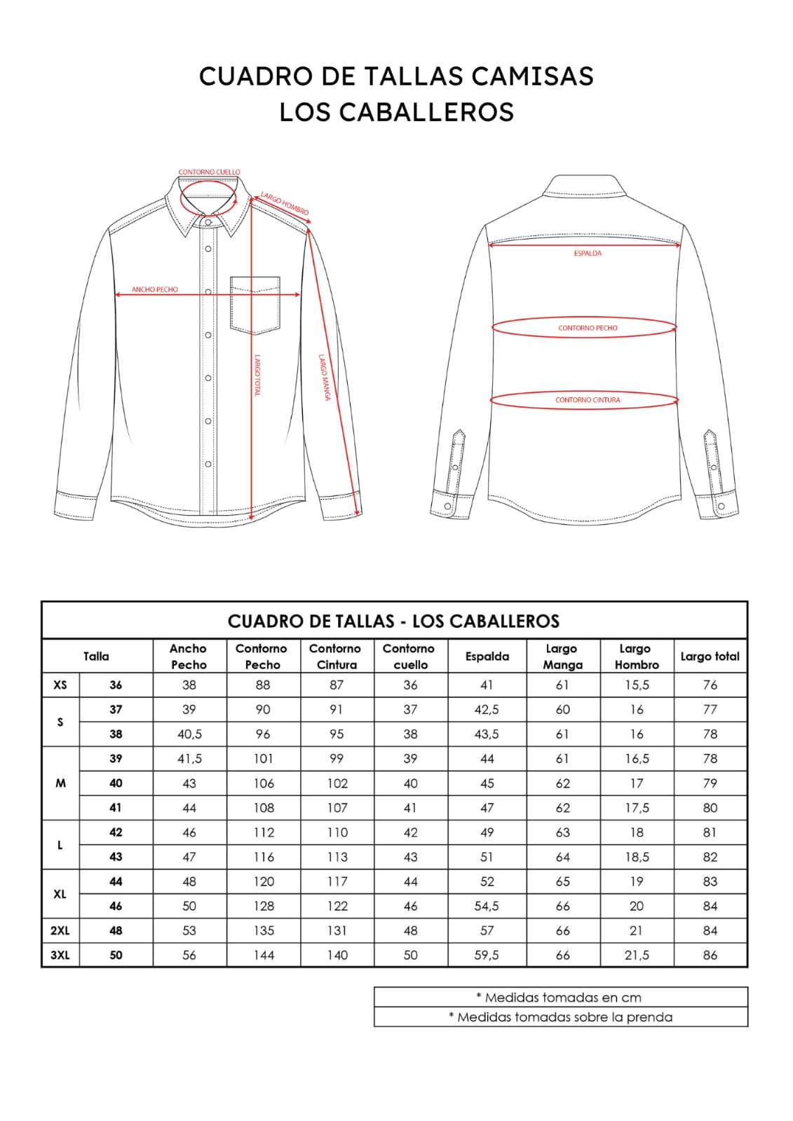 Medidas Tallas Grandes Camisas Hombre Ropa Tallas Camisas Tallas